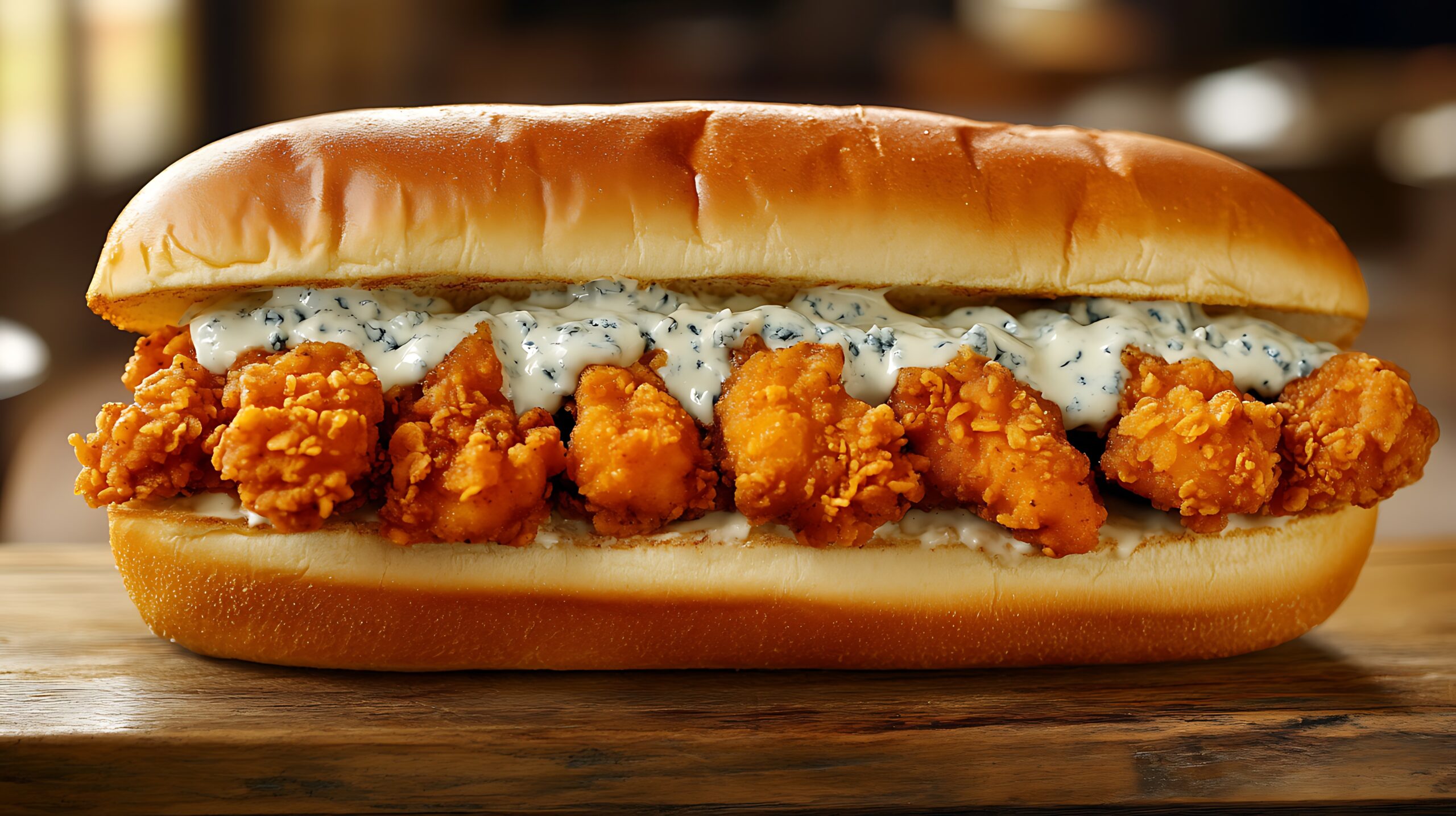 Buffalo Chicken Tender sub with ranch on top.