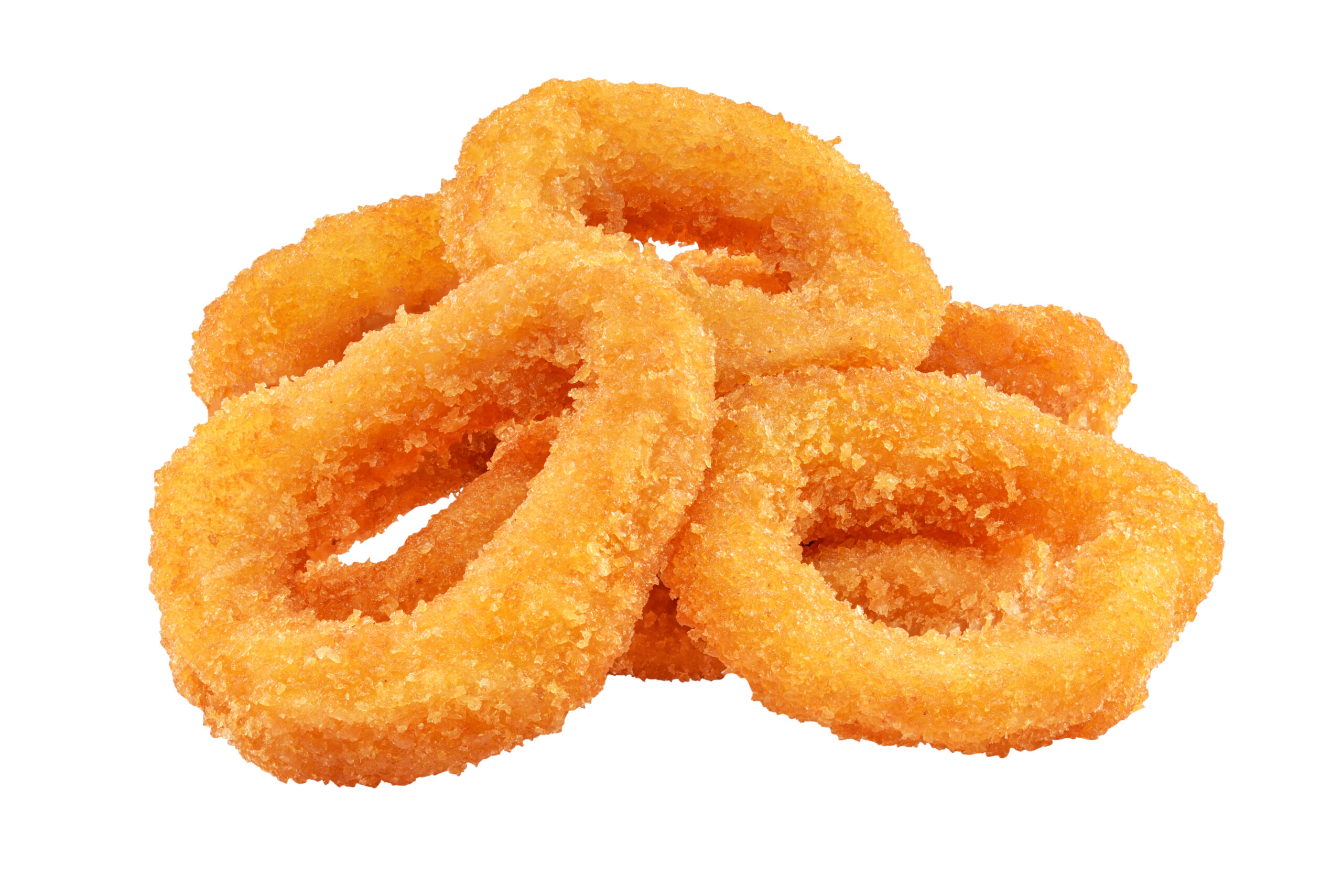 Onion rings piled on each other.