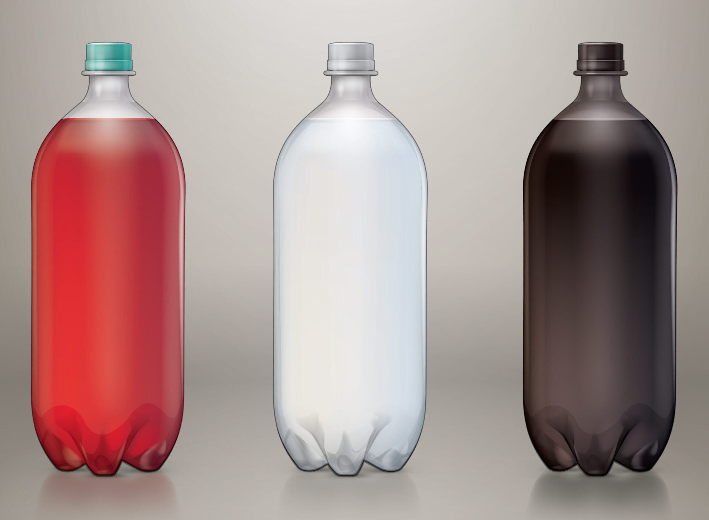 Three bottles of soda